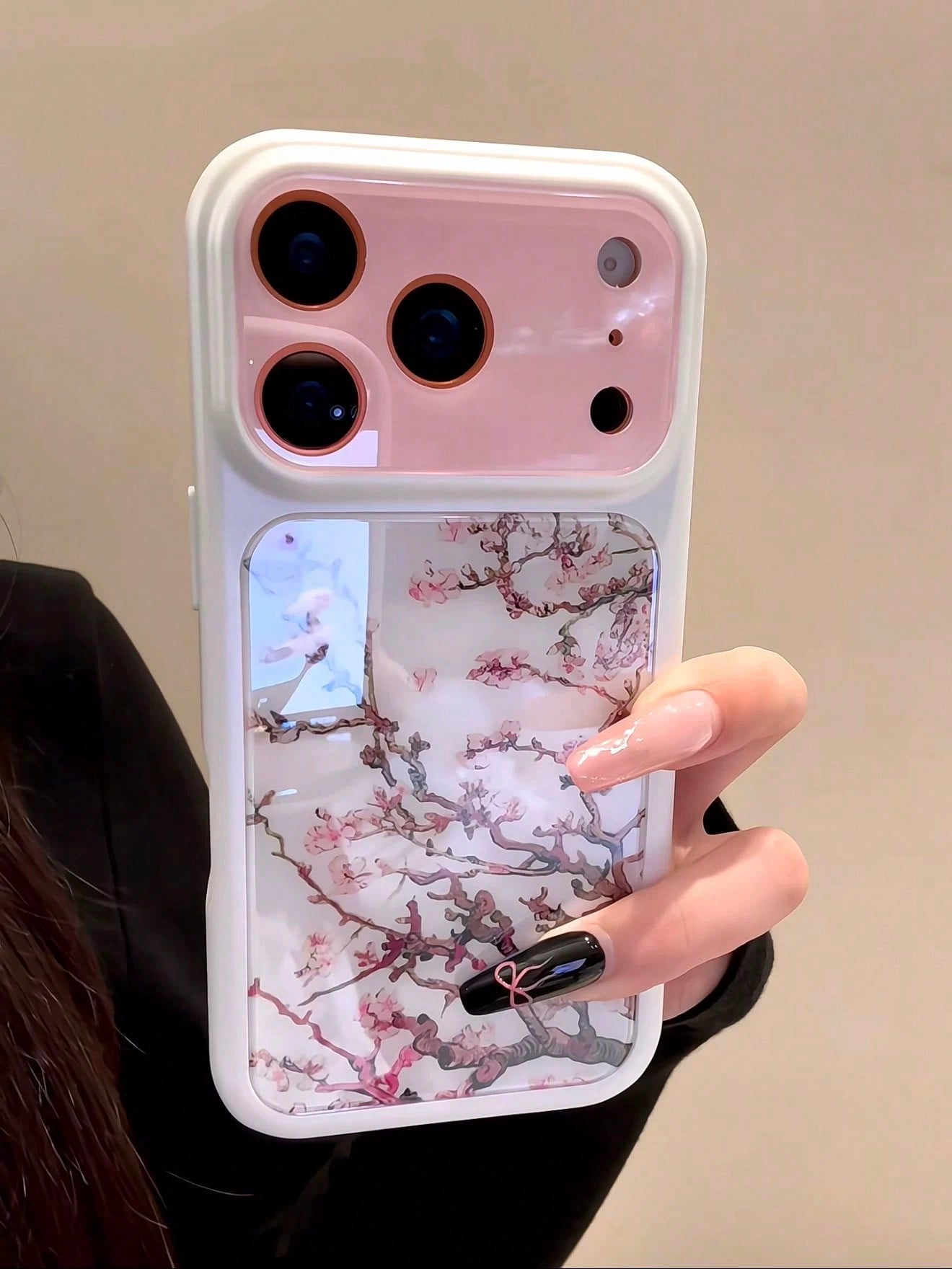 New Chinese Style Pink Plum Blossom Illustration Phone Case Compatible With Apple 16/17 Pro Max/ 15 Pro, Protective Cover Compatible With Iphone 14/13, Shockproof Design For Women