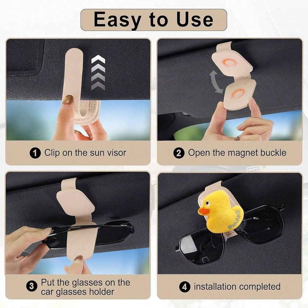 NEW- Cow Holder For Car Visor,Magnetic Leather Sunglass Holder,Ticket Card Clip Mount,Cows Visor Accessories Gadgets Cats Car Decor,Cow Gifts For Women,Men,Mom