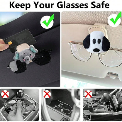 NEW- Cow Holder For Car Visor,Magnetic Leather Sunglass Holder,Ticket Card Clip Mount,Cows Visor Accessories Gadgets Cats Car Decor,Cow Gifts For Women,Men,Mom