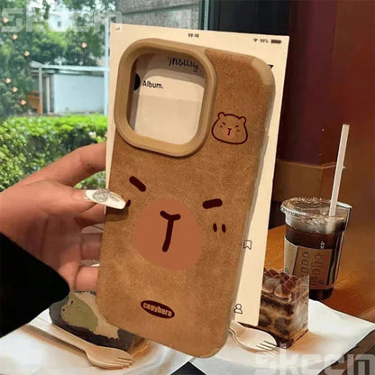 New Cute Cartoon Capybara Leather Phone Case For IPhone 16 Pro Max 15 14 Plus 11 12 13 XS Max X XR Shockproof Bumper Cover,Suitable For IPhone 17 Air