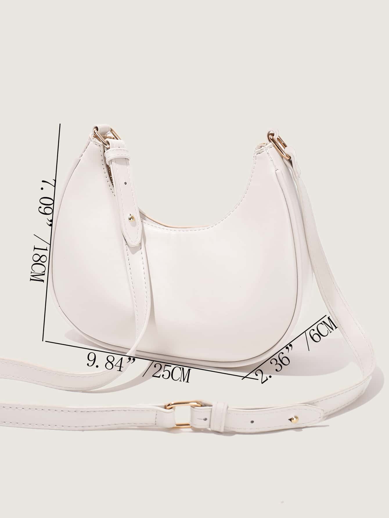 New Fashionable Simple And Stylish Atmosphere Crescent-Shaped Bright Surface Casual Classic Everyday Commuter Bag, Detachable Shoulder Crossbody Bag