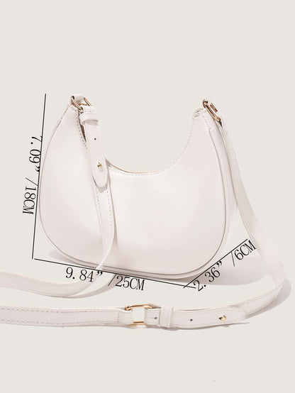 New Fashionable Simple And Stylish Atmosphere Crescent-Shaped Bright Surface Casual Classic Everyday Commuter Bag, Detachable Shoulder Crossbody Bag