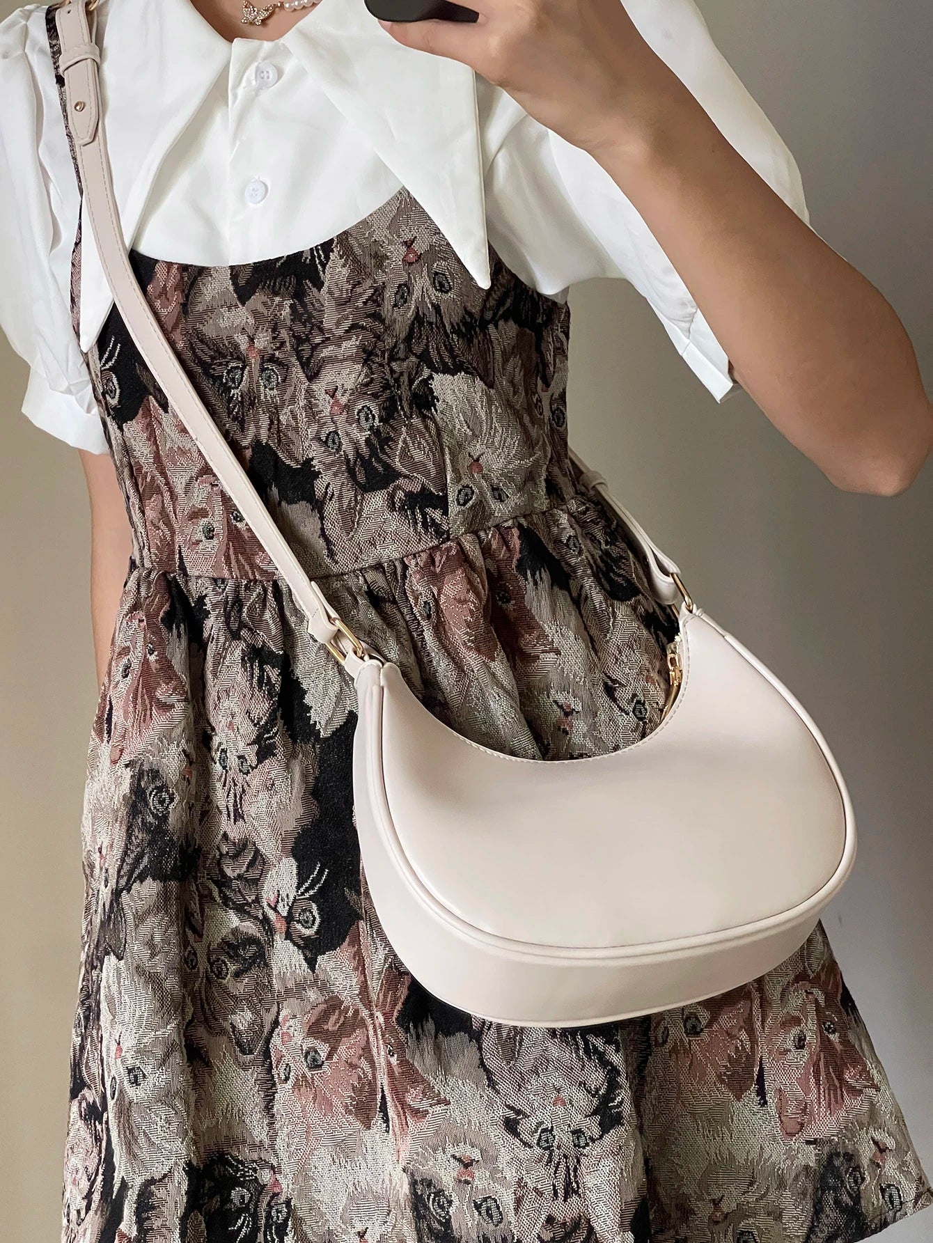 New Fashionable Simple And Stylish Atmosphere Crescent-Shaped Bright Surface Casual Classic Everyday Commuter Bag, Detachable Shoulder Crossbody Bag