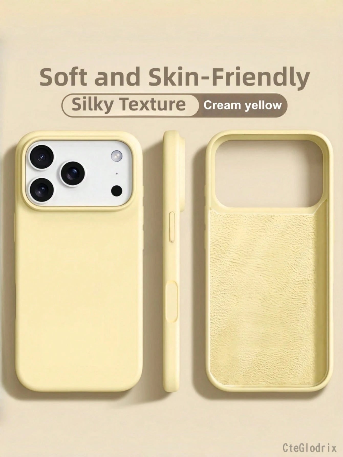 New Luxury Soft Shock-Proof Beige Phone Case Suitable For IPhone 17 16 15 Pro 14 Plus 13 12 11 17 Pro Max Air XR XS Max X/XS 7/8 Plus 7/8, Anti-Fall Anti-Slip, Fashionable Design, Skin-Friendly Materi