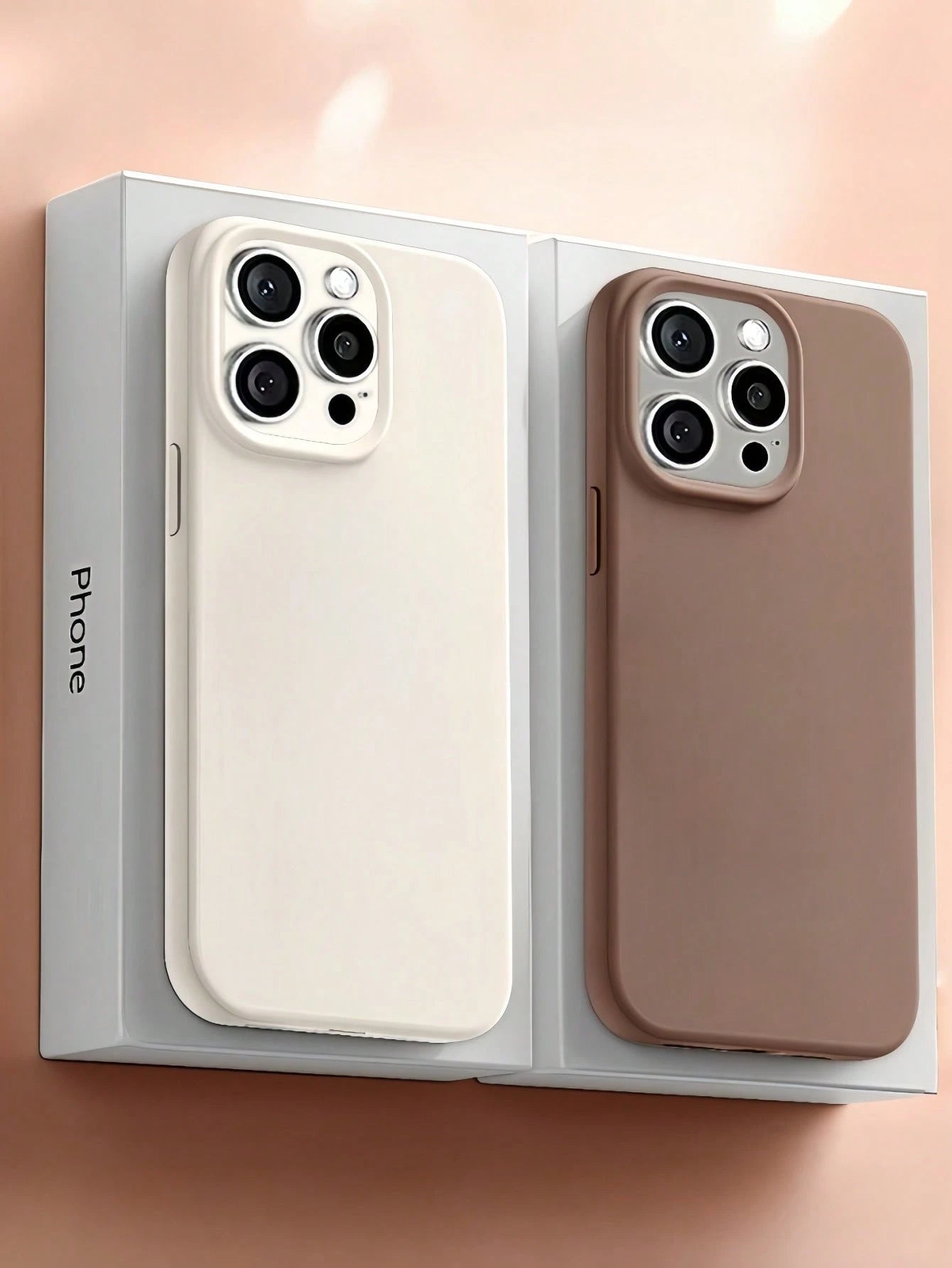 New Luxury Soft Shock-Proof Beige Phone Case Suitable For IPhone 17 16 15 Pro 14 Plus 13 12 11 17 Pro Max Air XR XS Max X/XS 7/8 Plus 7/8, Anti-Fall Anti-Slip, Fashionable Design, Skin-Friendly Materi