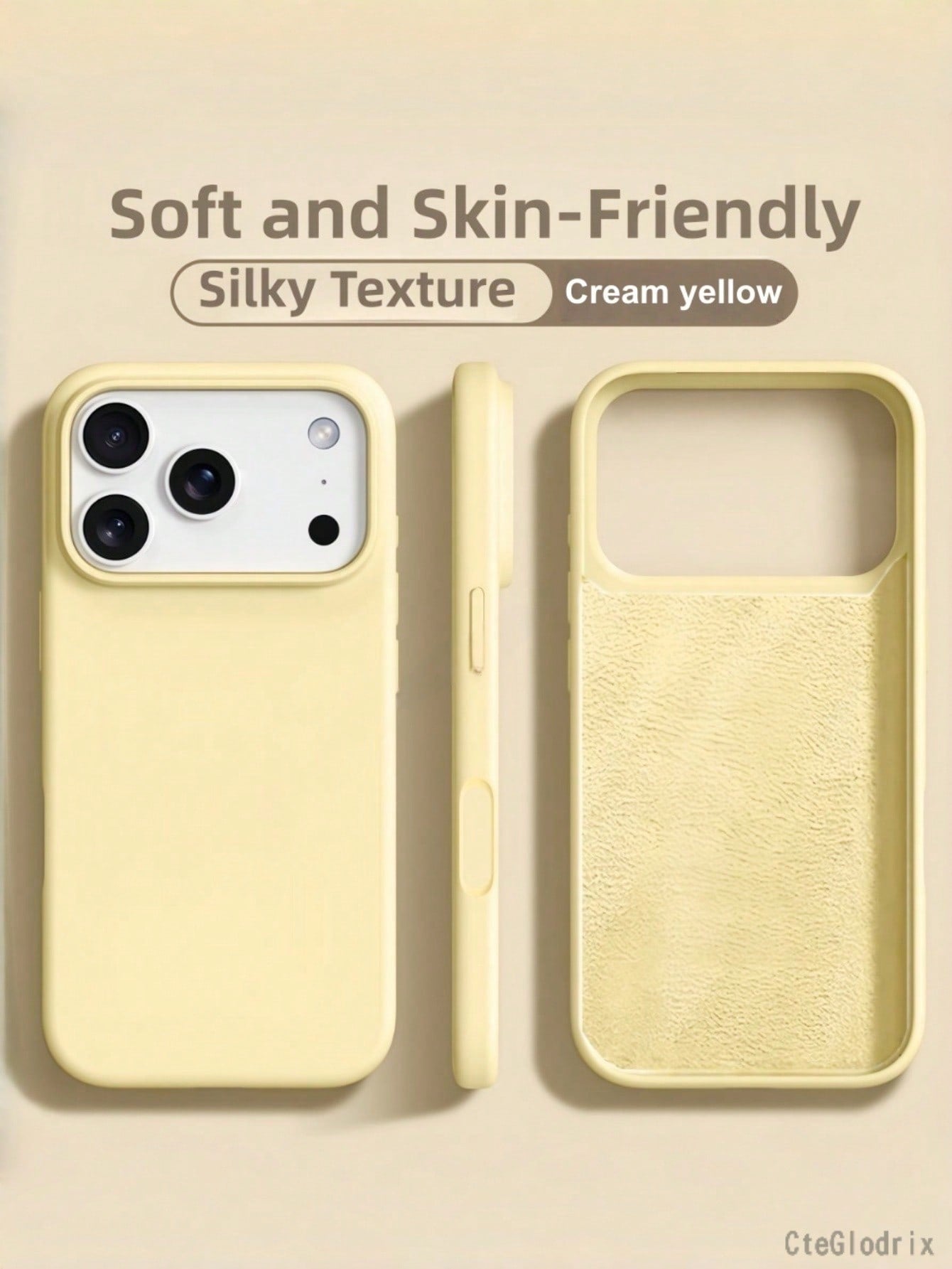 New Luxury Soft Shock-Proof Beige Phone Case Suitable For IPhone 17 16 15 Pro 14 Plus 13 12 11 17 Pro Max Air XR XS Max X/XS 7/8 Plus 7/8, Anti-Fall Anti-Slip, Fashionable Design, Skin-Friendly Materi