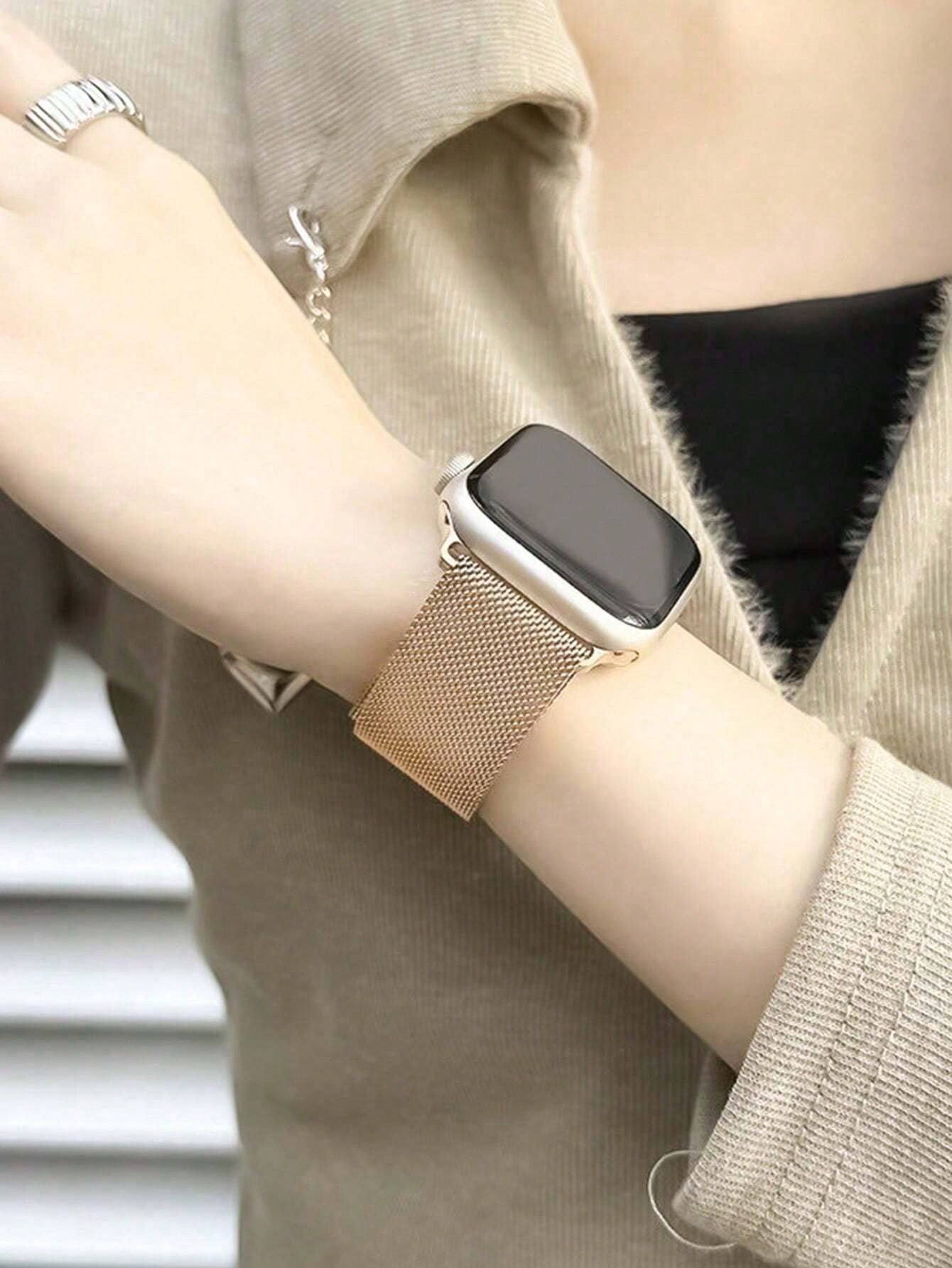 New Milanese Stainless Steel Ring-Shaped Magnetic Watch Strap Metal Magnetic Watch Strap Ultra1/2 Is Unisex And Suitable For 45/49/38/40/41/42/44mm. It Is Compatible With Watch Series 1/2/3/4/5/6/7/8