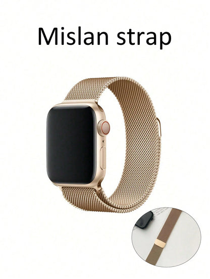 New Milanese Stainless Steel Ring-Shaped Magnetic Watch Strap Metal Magnetic Watch Strap Ultra1/2 Is Unisex And Suitable For 45/49/38/40/41/42/44mm. It Is Compatible With Watch Series 1/2/3/4/5/6/7/8