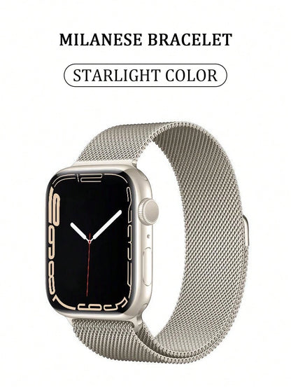 New Milanese Stainless Steel Ring-Shaped Magnetic Watch Strap Metal Magnetic Watch Strap Ultra1/2 Is Unisex And Suitable For 45/49/38/40/41/42/44mm. It Is Compatible With Watch Series 1/2/3/4/5/6/7/8