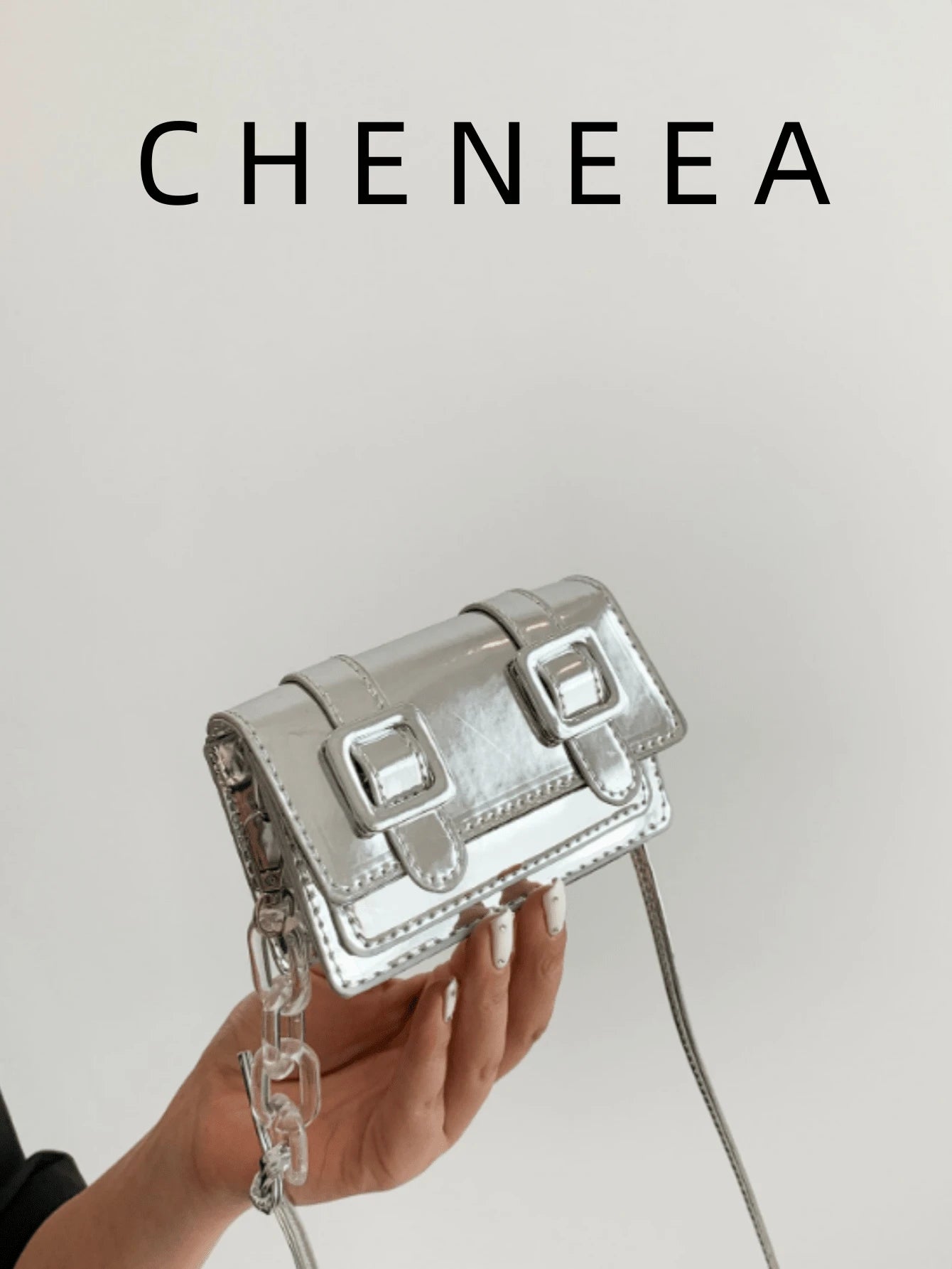 New Mini Square Bag For Spring/Summer, Decorated With Belt, Flap Opening, Chain & Belt Strap, Small Capacity Lightweight Minimalist Crossbody Bag