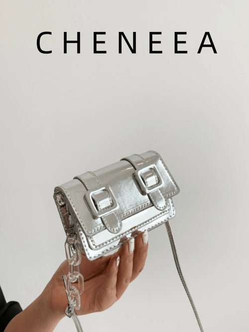 New Mini Square Bag For Spring/Summer, Decorated With Belt, Flap Opening, Chain & Belt Strap, Small Capacity Lightweight Minimalist Crossbody Bag
