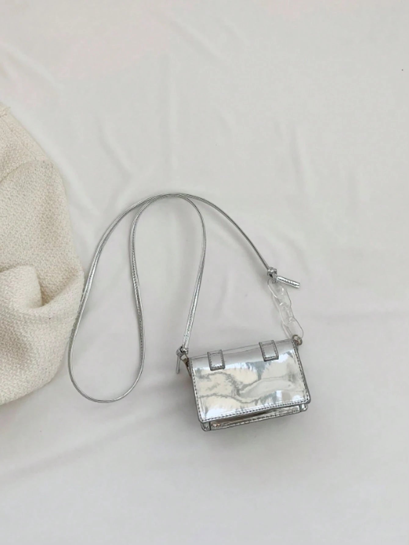 New Mini Square Bag For Spring/Summer, Decorated With Belt, Flap Opening, Chain & Belt Strap, Small Capacity Lightweight Minimalist Crossbody Bag