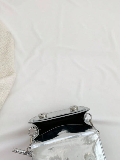 New Mini Square Bag For Spring/Summer, Decorated With Belt, Flap Opening, Chain & Belt Strap, Small Capacity Lightweight Minimalist Crossbody Bag