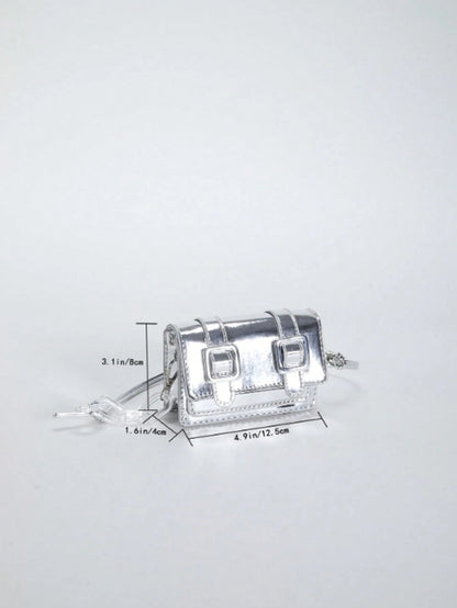 New Mini Square Bag For Spring/Summer, Decorated With Belt, Flap Opening, Chain & Belt Strap, Small Capacity Lightweight Minimalist Crossbody Bag