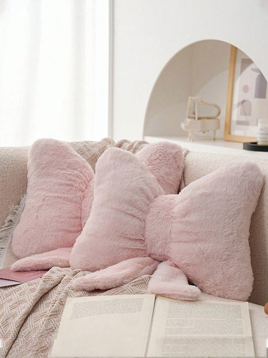 New Pink Bow Decor Throw Pillow, Soft & Cute, Suitable For Bed, Sofa And Bedroom Decor, Essential Home Decor Item For Spring/Summer, Also Perfect Gift For Holidays, Weddings, Graduations, Birthdays, C