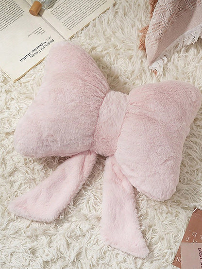 New Pink Bow Decor Throw Pillow, Soft & Cute, Suitable For Bed, Sofa And Bedroom Decor, Essential Home Decor Item For Spring/Summer, Also Perfect Gift For Holidays, Weddings, Graduations, Birthdays, C