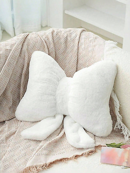 New Pink Bow Decor Throw Pillow, Soft & Cute, Suitable For Bed, Sofa And Bedroom Decor, Essential Home Decor Item For Spring/Summer, Also Perfect Gift For Holidays, Weddings, Graduations, Birthdays, C