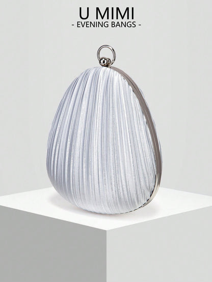 New Satin Pleated Evening Bag, Bridal Wedding Clutch, Versatile Handbag & Shoulder Bag, Suitable For Weddings, Galas, Parties, Meetings. Best Gift For Women