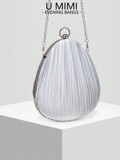 New Satin Pleated Evening Bag, Bridal Wedding Clutch, Versatile Handbag & Shoulder Bag, Suitable For Weddings, Galas, Parties, Meetings. Best Gift For Women