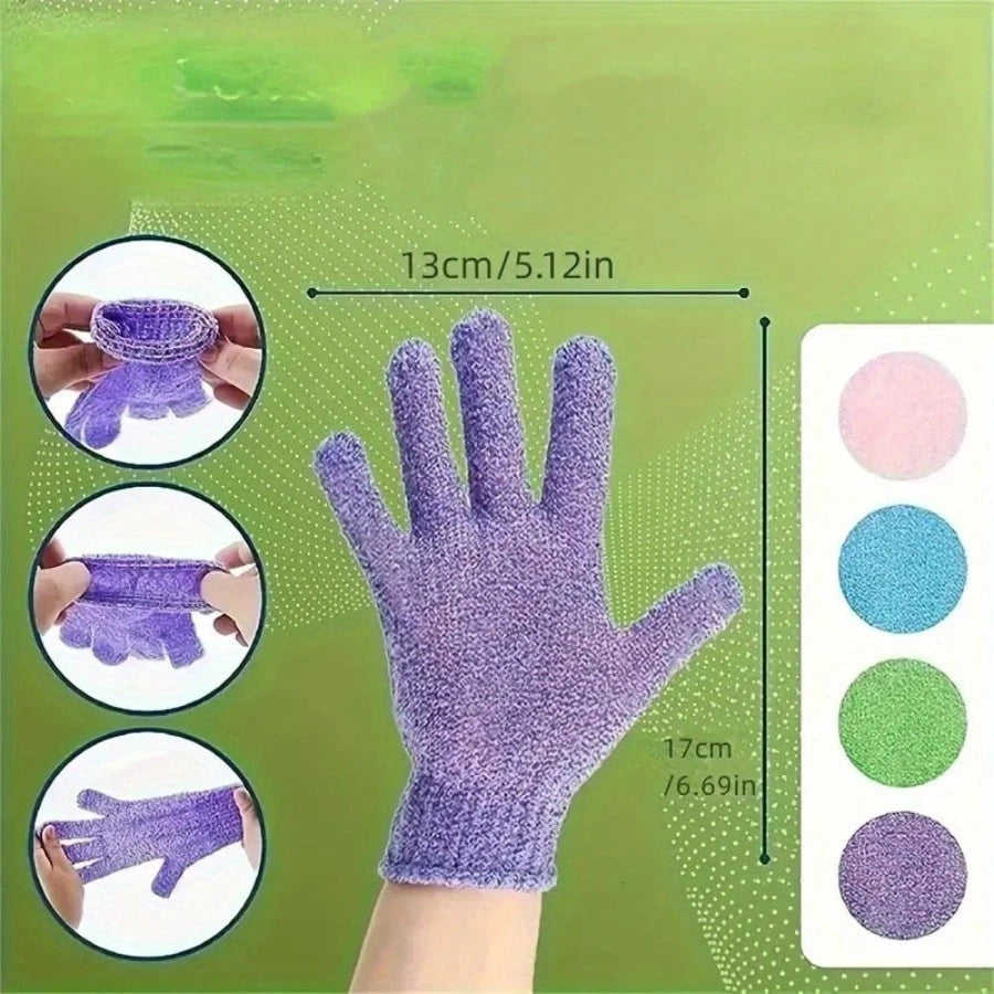 New Thickened Nylon Frosted Bath Gloves, Five-Finger Design Gentle Cleaning, Double-Sided Exfoliating Cleaning Massage Gloves, Suitable For Bathroom Bathing Scrubbing, Back Massage, Deep Exfoliation
