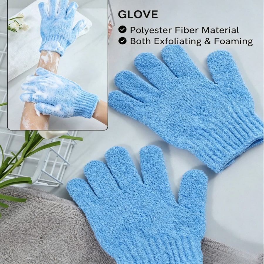 New Thickened Nylon Frosted Bath Gloves, Five-Finger Design Gentle Cleaning, Double-Sided Exfoliating Cleaning Massage Gloves, Suitable For Bathroom Bathing Scrubbing, Back Massage, Deep Exfoliation