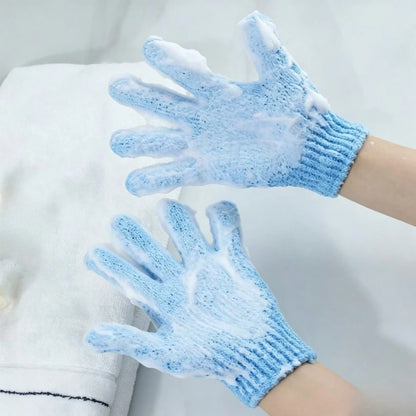 New Thickened Nylon Frosted Bath Gloves, Five-Finger Design Gentle Cleaning, Double-Sided Exfoliating Cleaning Massage Gloves, Suitable For Bathroom Bathing Scrubbing, Back Massage, Deep Exfoliation