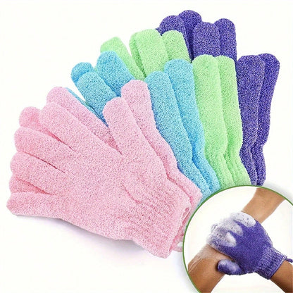 New Thickened Nylon Frosted Bath Gloves, Five-Finger Design Gentle Cleaning, Double-Sided Exfoliating Cleaning Massage Gloves, Suitable For Bathroom Bathing Scrubbing, Back Massage, Deep Exfoliation