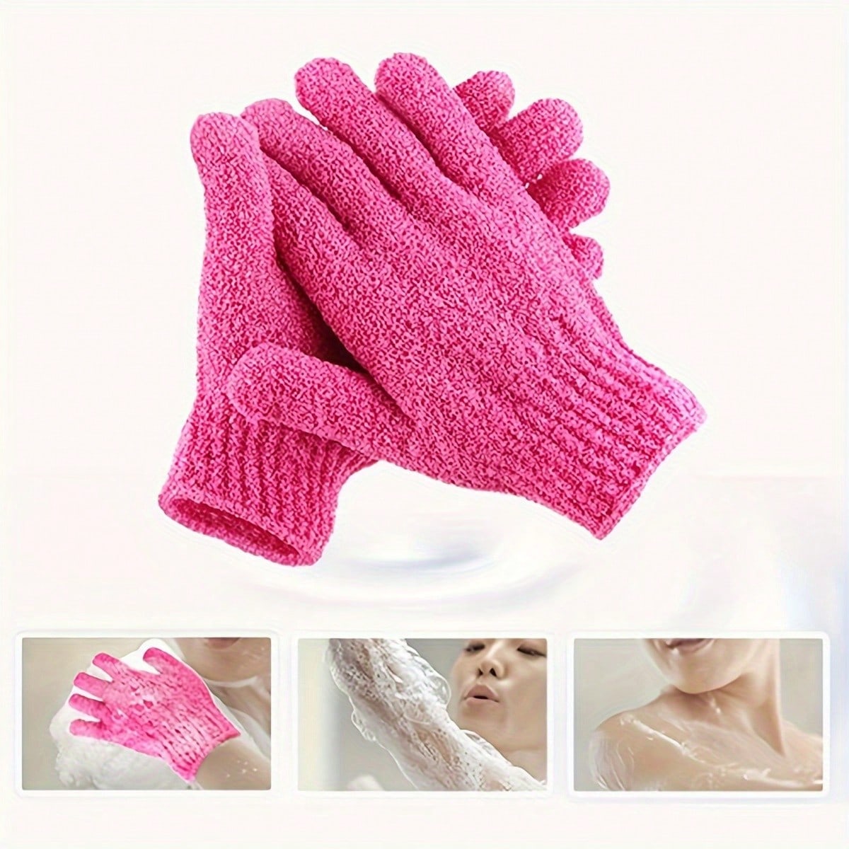 New Thickened Nylon Frosted Bath Gloves, Five-Finger Design Gentle Cleaning, Double-Sided Exfoliating Cleaning Massage Gloves, Suitable For Bathroom Bathing Scrubbing, Back Massage, Deep Exfoliation