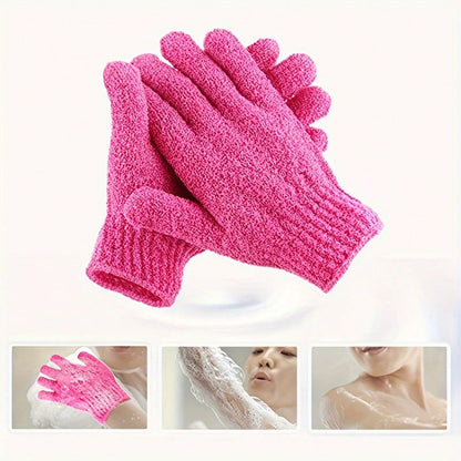 New Thickened Nylon Frosted Bath Gloves, Five-Finger Design Gentle Cleaning, Double-Sided Exfoliating Cleaning Massage Gloves, Suitable For Bathroom Bathing Scrubbing, Back Massage, Deep Exfoliation