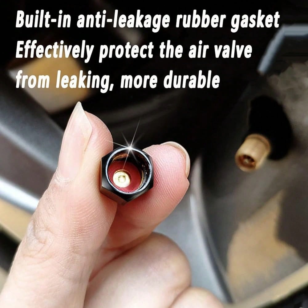 NEW- Tire Valve Stem Caps Cover,4 Pcs Metal Black Air Valve Cap, Aluminum Car Wheel Stem Caps,Universal Stem Covers For Cars,Trucks,Bikes,Motorcycles,Corrosion Resistant (Black Leopard Texture)
