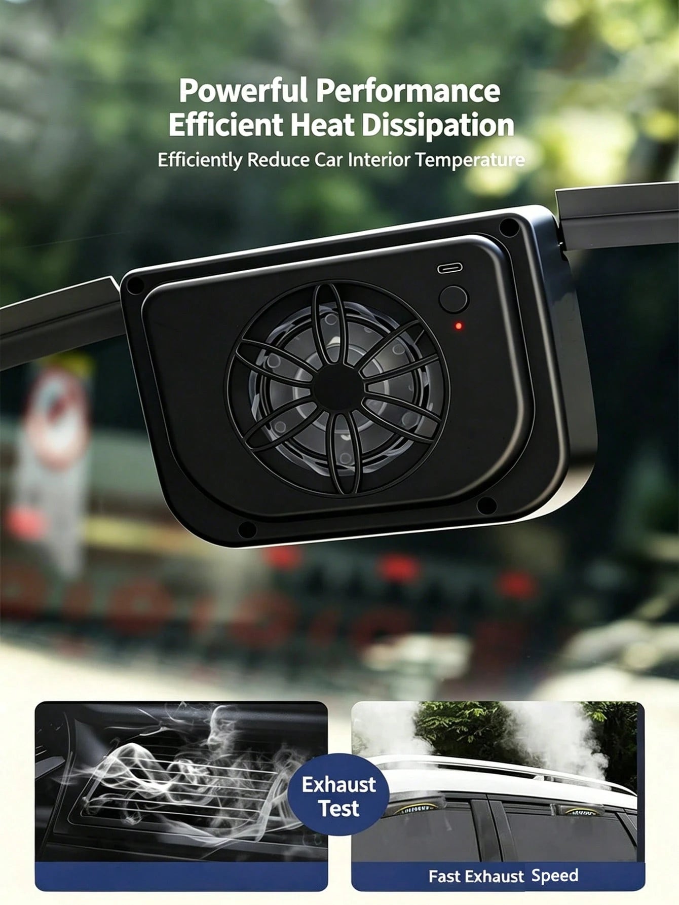 New Upgraded USB Solar Powered Car Window Exhaust Fan, Automatic Ventilation Cooling Fan System For Car Window Windshield, Air Circulation, Suitable For Universal Car Models (USB Powered Or Solar Powe