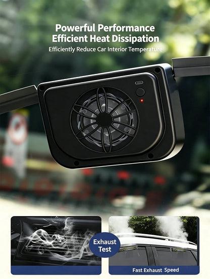 New Upgraded USB Solar Powered Car Window Exhaust Fan, Automatic Ventilation Cooling Fan System For Car Window Windshield, Air Circulation, Suitable For Universal Car Models (USB Powered Or Solar Powe