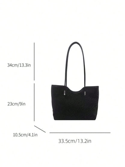 New Vintage Fashion Leopard Print Tote Bag, Zipper Closure, Lightweight Minimalist, Large Capacity Textured Shoulder Bag, Suitable For Women's Daily Life, Casual, Commute, Work, Vacation And Student U