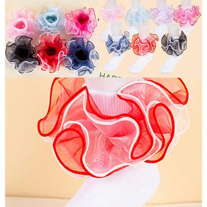 NEW- Women Big Ruffle Ankle Socks,Double Lace Turn Cuff Lightweight Cotton Frilly Dress Cute Girl Sock With Ruffles,#W101