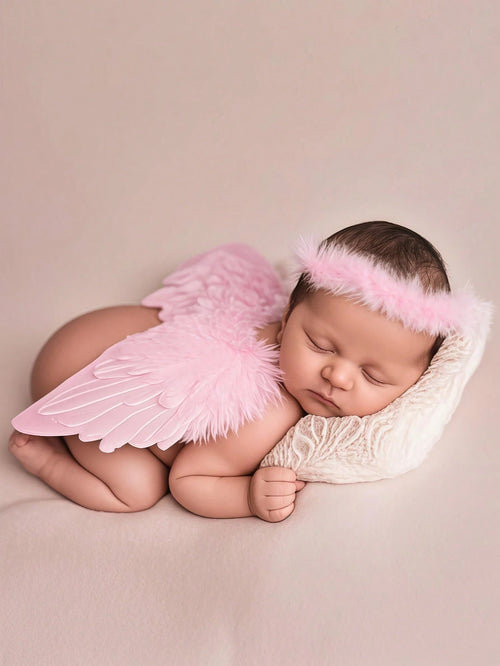 Newborn Angel Wings With Matching Headband Newborn Photo Props Baby Girl Photo Shoot Outfits