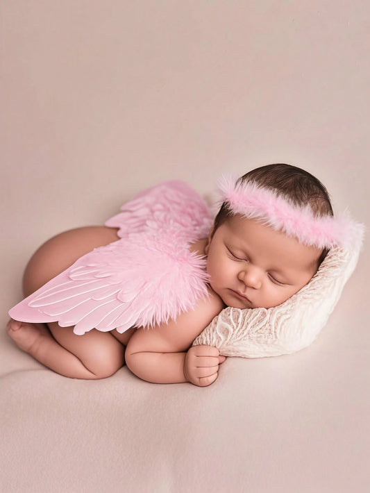 Newborn Angel Wings With Matching Headband Newborn Photo Props Baby Girl Photo Shoot Outfits