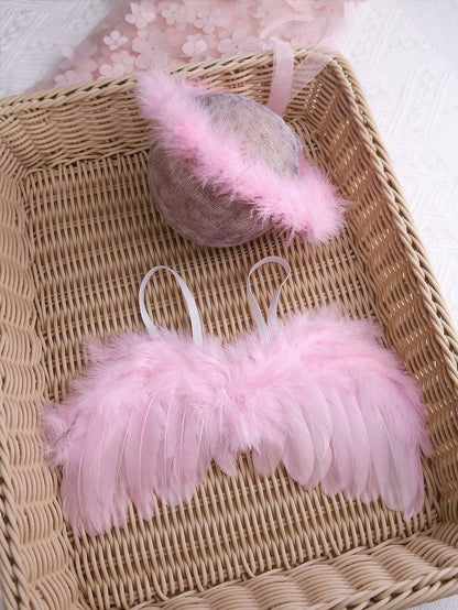 Newborn Angel Wings With Matching Headband Newborn Photo Props Baby Girl Photo Shoot Outfits