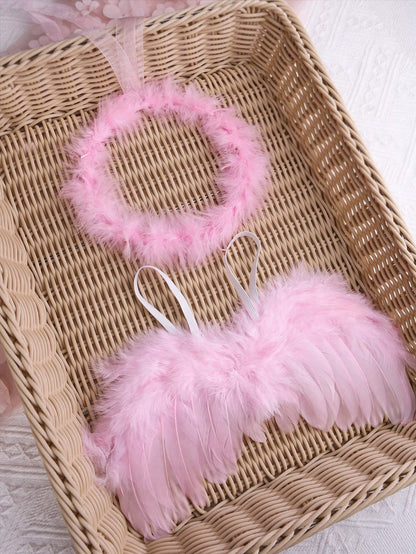 Newborn Angel Wings With Matching Headband Newborn Photo Props Baby Girl Photo Shoot Outfits