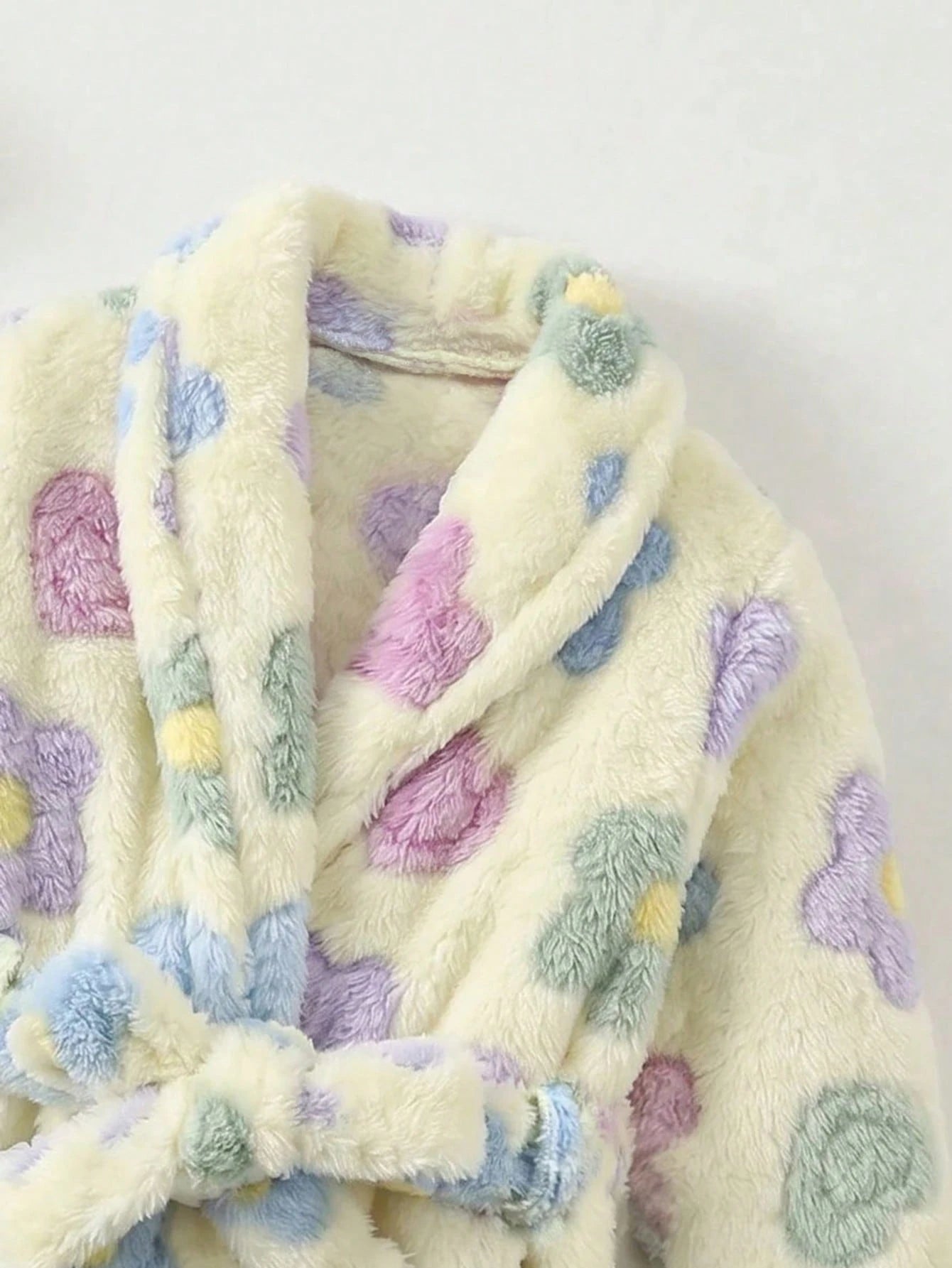 Newborn Baby Boy/Girl Floral Print Pattern Fleece Thick Hooded Long Sleeve Tie-Front Robe Autumn Winter