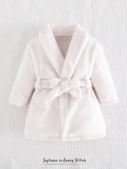 Newborn Baby Boy/Girl Floral Print Pattern Fleece Thick Hooded Long Sleeve Tie-Front Robe Autumn Winter