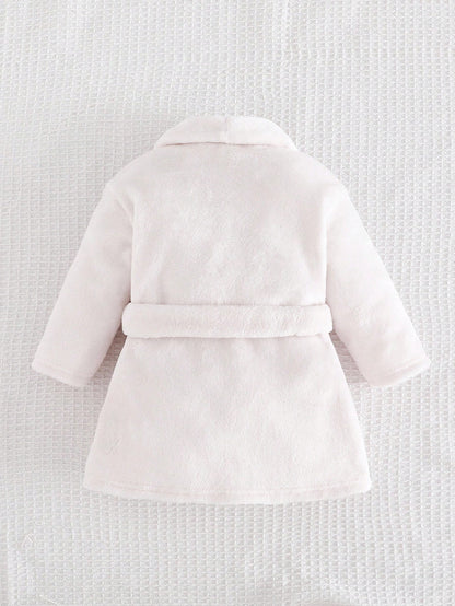 Newborn Baby Boy/Girl Floral Print Pattern Fleece Thick Hooded Long Sleeve Tie-Front Robe Autumn Winter