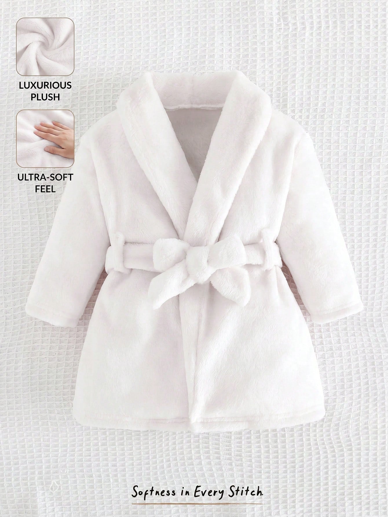 Newborn Baby Boy/Girl Floral Print Pattern Fleece Thick Hooded Long Sleeve Tie-Front Robe Autumn Winter