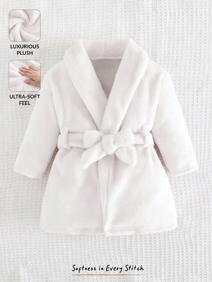 Newborn Baby Boy/Girl Floral Print Pattern Fleece Thick Hooded Long Sleeve Tie-Front Robe Autumn Winter