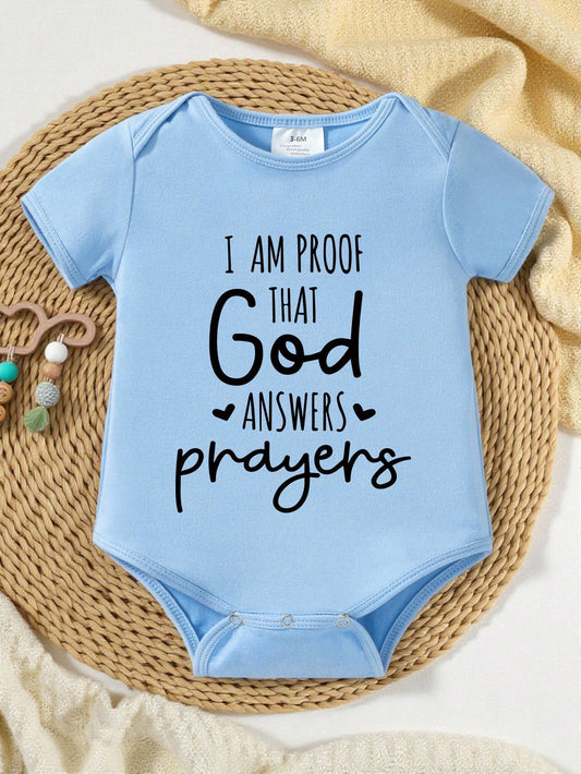 Newborn Baby Boy Slogan Print Short Sleeve Romper