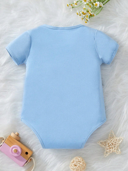 Newborn Baby Boy Slogan Print Short Sleeve Romper