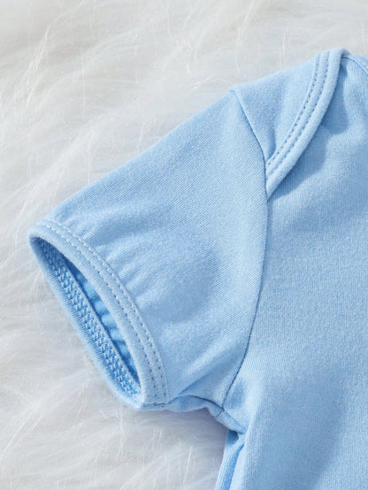 Newborn Baby Boy Slogan Print Short Sleeve Romper