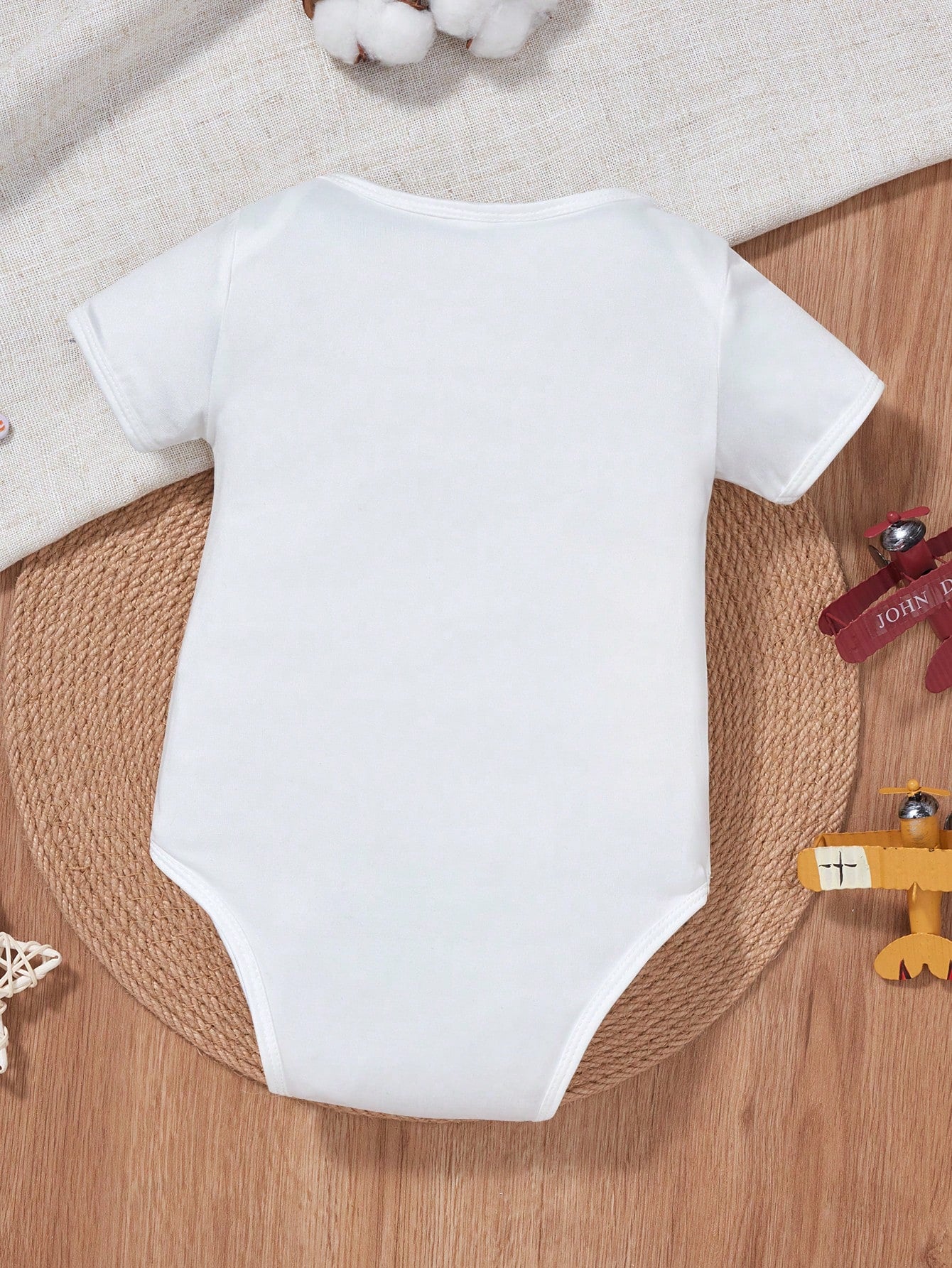 Newborn Baby Boy Slogan Print Short Sleeve Romper
