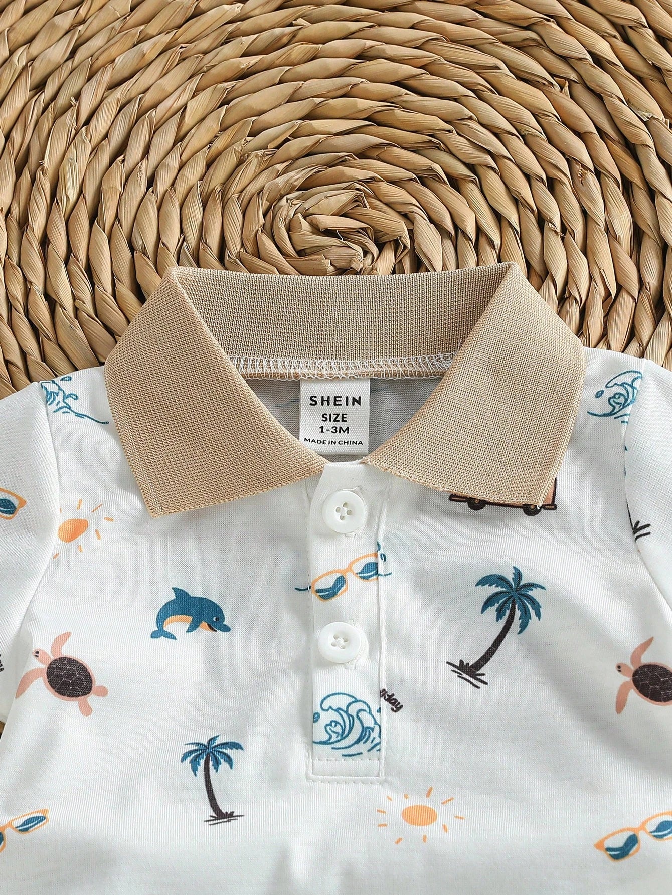 Newborn Baby Coconut Tree Print Short Sleeve Top And Shorts Casual Daily Outfit