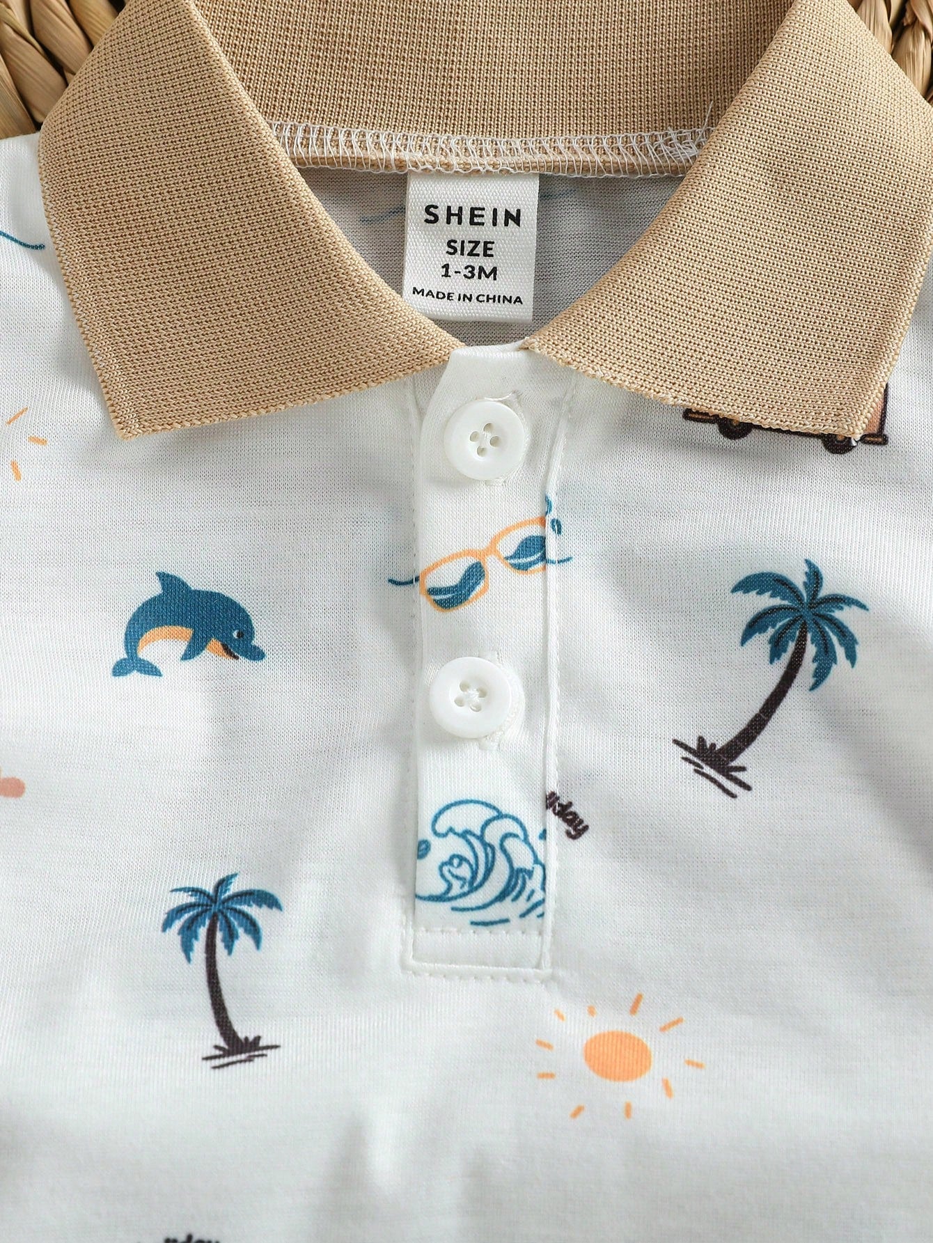 Newborn Baby Coconut Tree Print Short Sleeve Top And Shorts Casual Daily Outfit