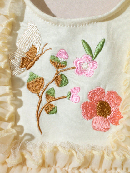 Newborn Baby Floral Embroidered Romper With Headband, Photography Outfit And Prop